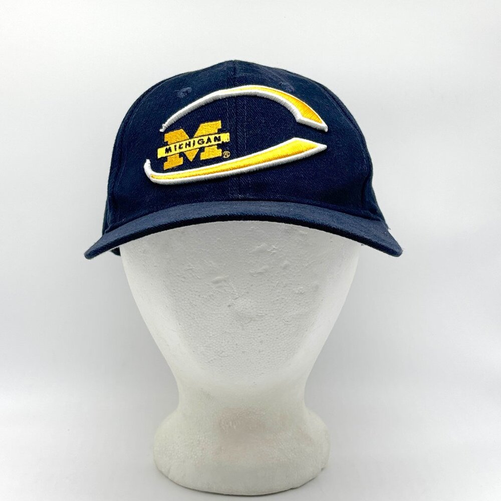 Vintage University Michigan Strapback Hat Blue Cotton BoxSeat UM Wolverines